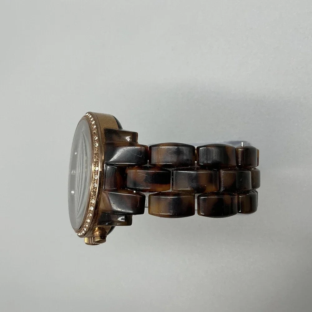 Michael Kors Blair Women Watch 43mm Faux Tortoise Band MK-5366 New Battery 6.5